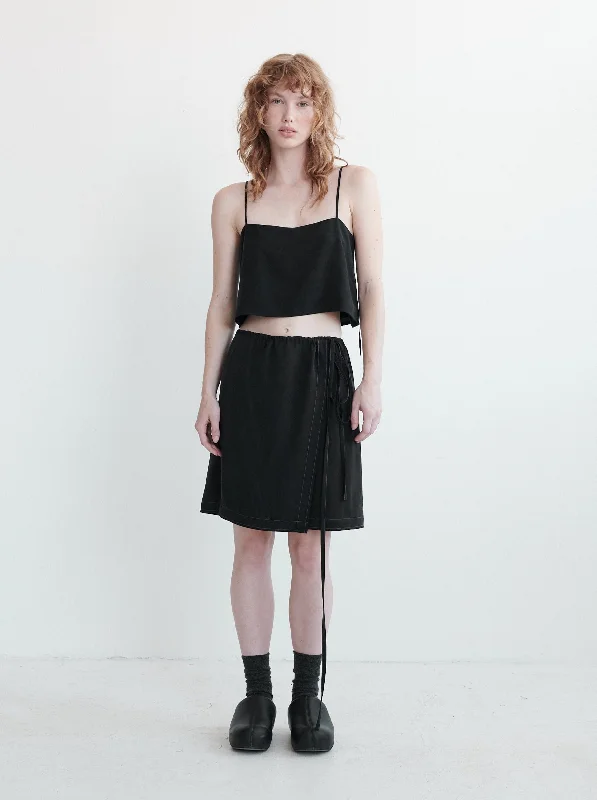 Women's Button-Front A-Line Skirts-ESSER - Black double-breasted skirt