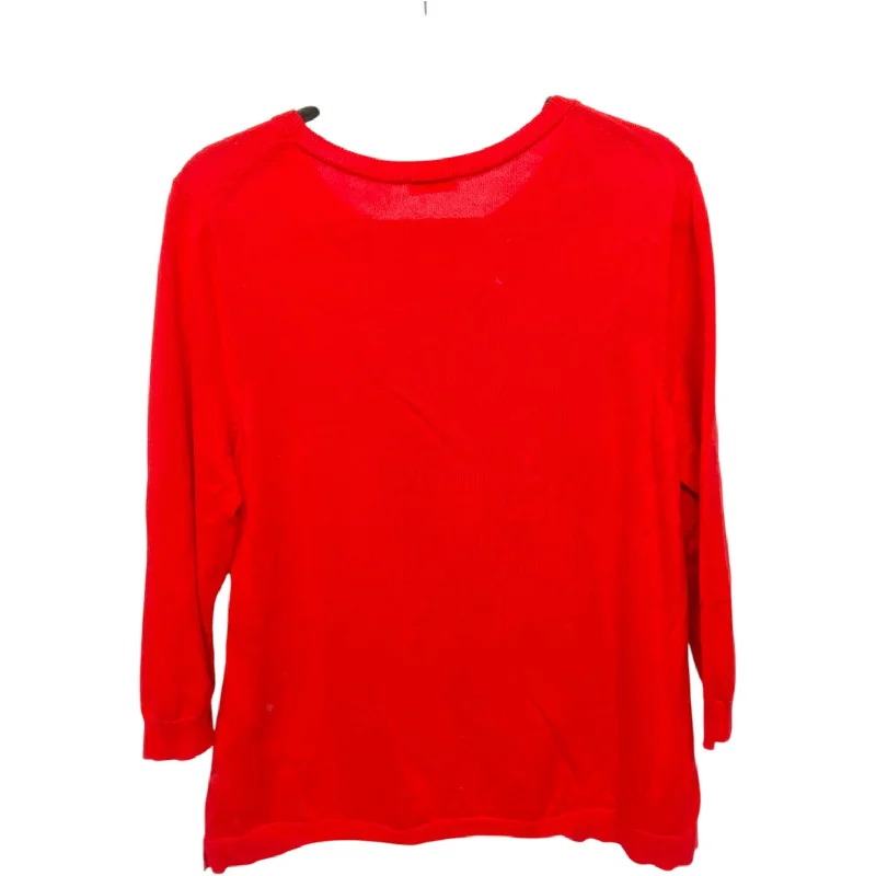 Women's Slit Denim Pullovers-Sweater By Talbots In Red, Size: L