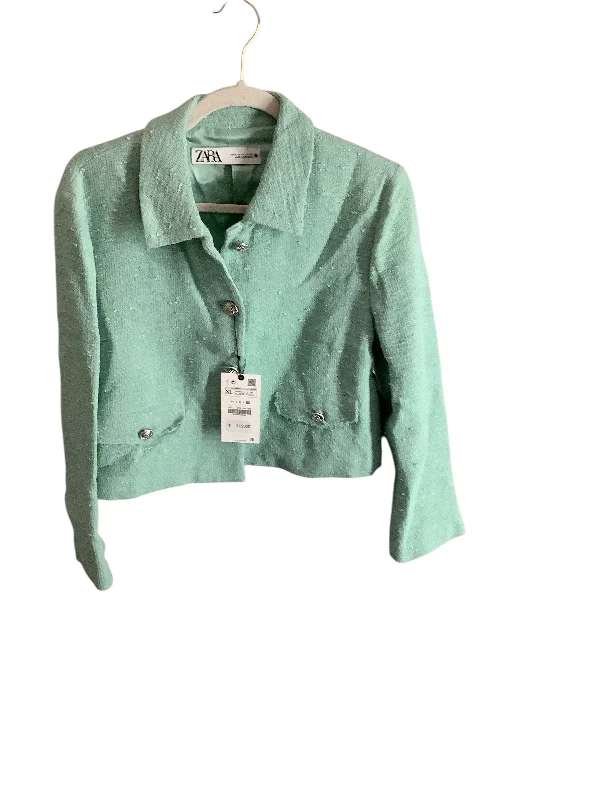 Women's Preppy Blazers-Blazer By Zara In Green, Size: Xl