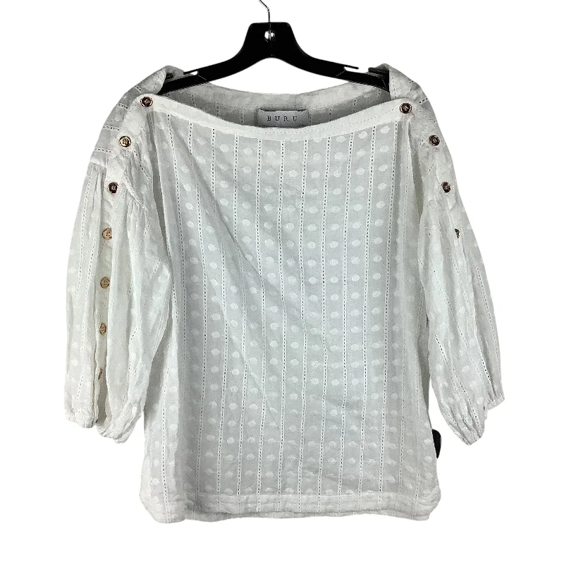 Top Long Sleeve Designer By Cmc In White, Size: L