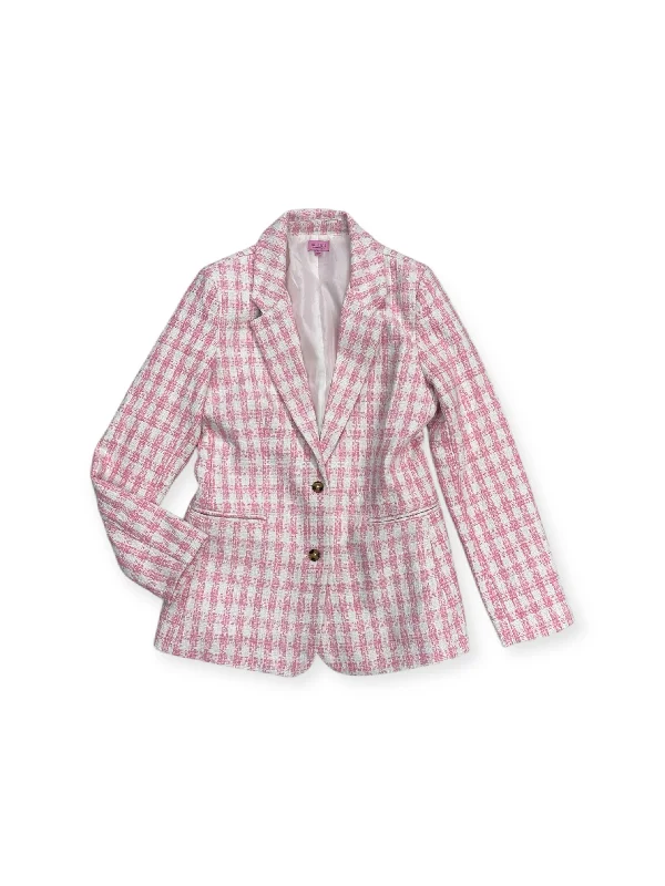 Women's Fitted Blazers-Blazer By Miami In Plaid Pattern, Size: M