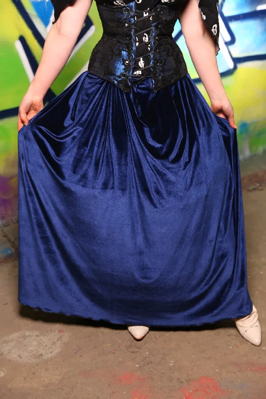 Women's Metallic Ruffle Skirts-Tulip Skirt in Blue Velvet #45 - "Pieces of Eight" Collection