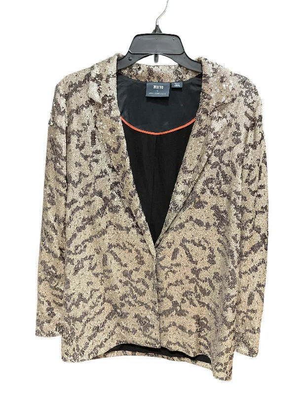 Women's Spring Blazers-Blazer By Maeve In Black & Gold, Size: S