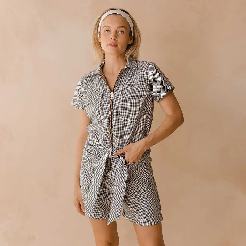 Women's Formal Pullovers-City Romper, Houndstooth