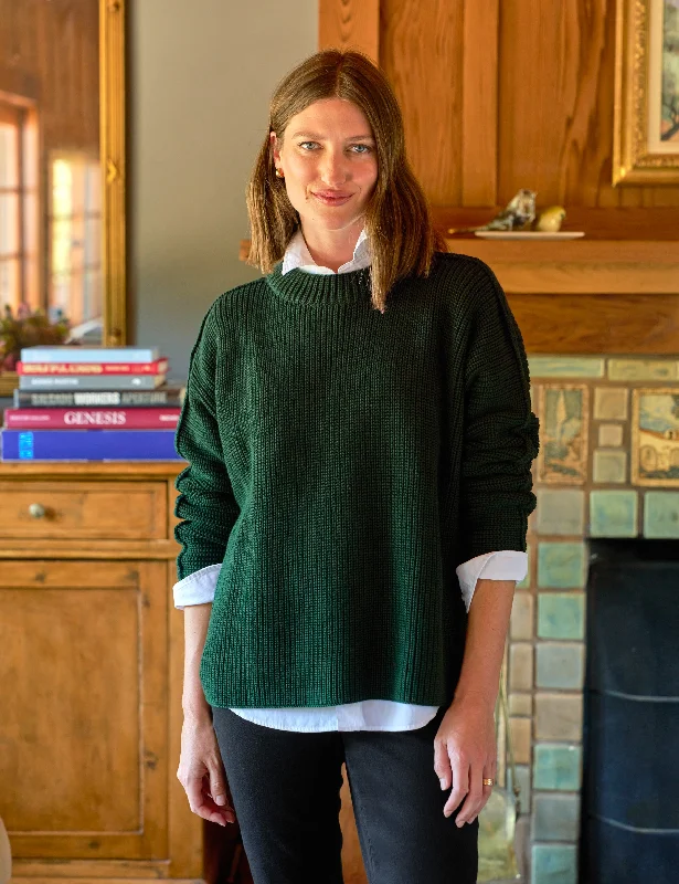 Women's Comfortable Pullovers-MONTECITO SWEATER British Racing Green, Pure Italian Cotton