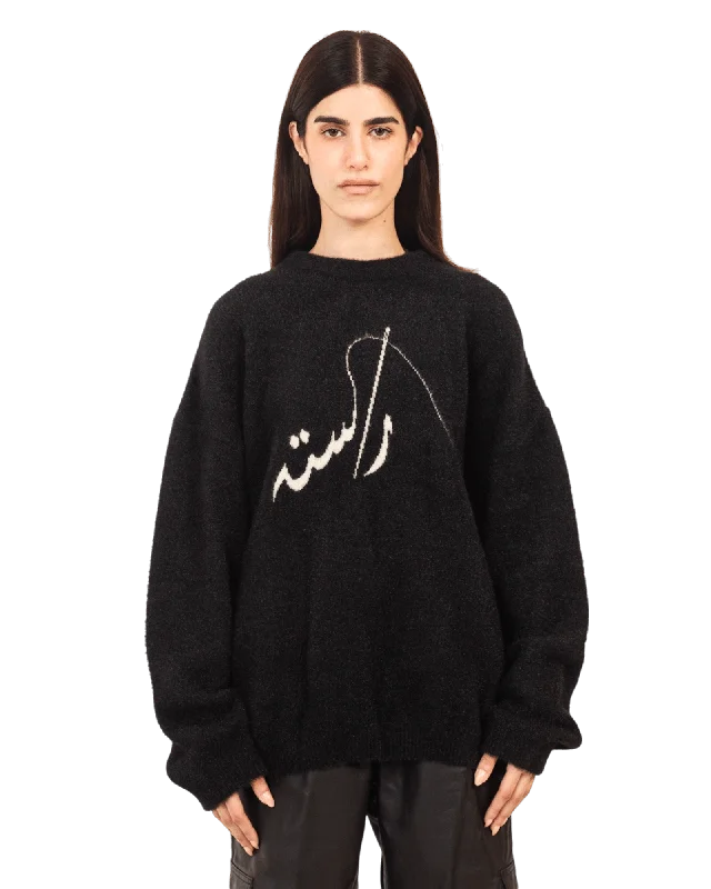 Women's Beach Pullovers-BLACK MINK SWEATER