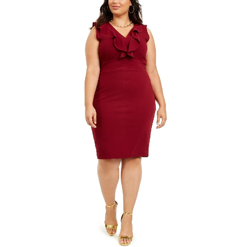 Women's Casual Festival Dresses-Almost Famous Women's Plus Size Trendy Open-Back Dress Wine Size 2X