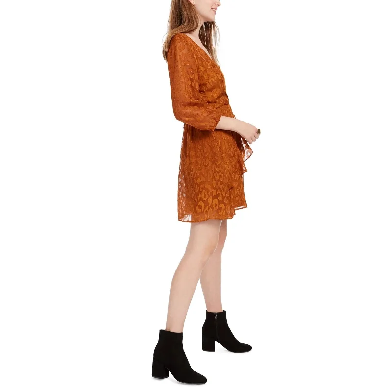 Women's Casual Picnic Floral Dresses-Bcx Junior's Embossed Cheetah Dress Orange Size Small