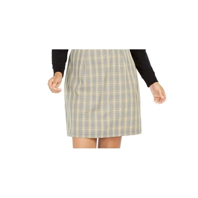 Women's Casual Weekend Solid Color Dresses-Be Bop Women's Plus Size Trendy Plaid Jumper Dress Yellow Size 2X