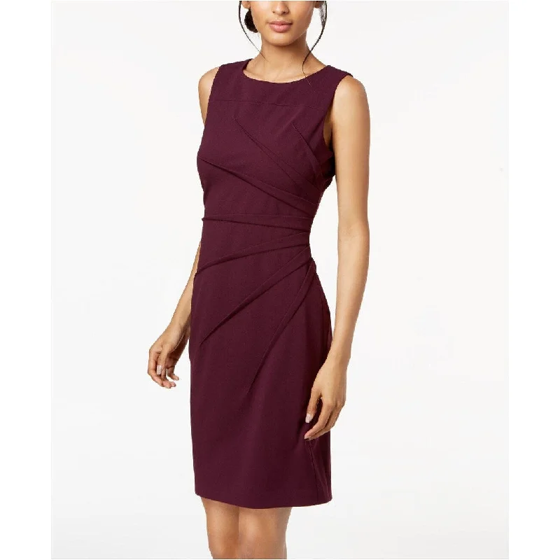 Women's Casual Cold Shoulder Dresses-Calvin Klein Women's Petite Starburst Sheath Dress Purple Size 10 P - 0.916666666666667