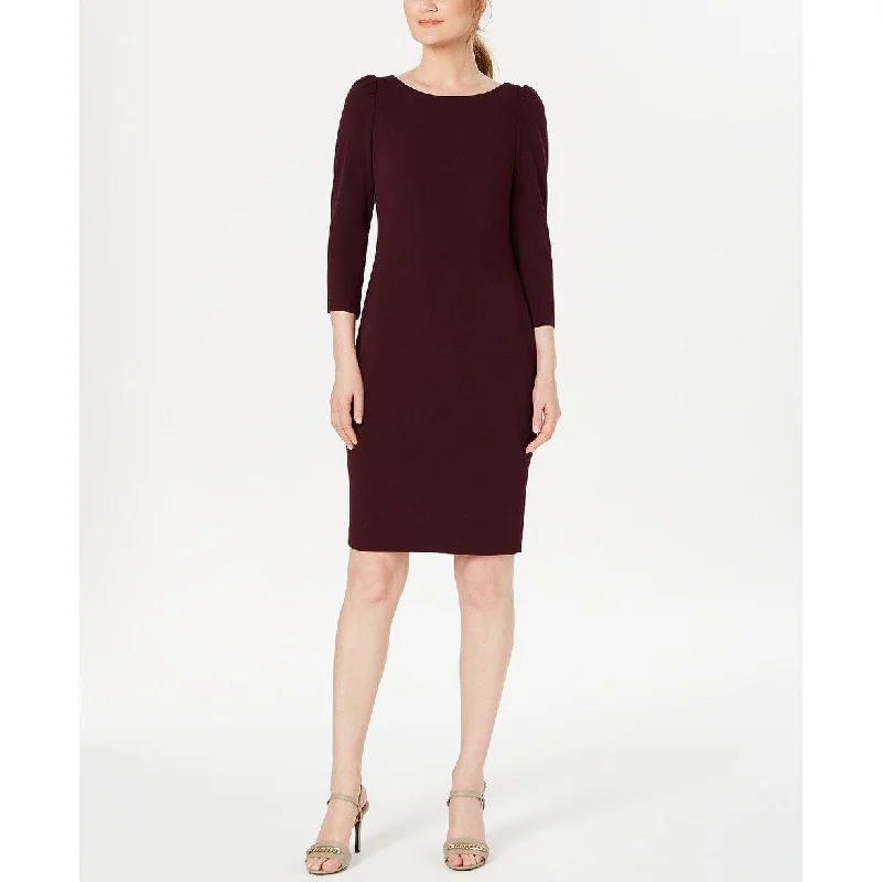 Women's Casual BBQ Dresses-Calvin Klein Women's Puff-Sleeve Sheath Dress Purple Size 6