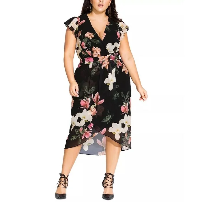 Women's Casual Ruched Dresses-City Chic Women's Trendy Plus Size Winter Jasmine Dress Small Petite - Petite Small