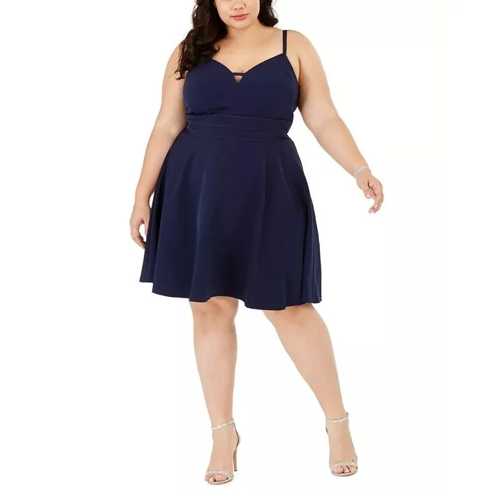 Women's Casual Everyday Dresses-City Studios Women's Plus Size Sweetheart Dress Navy Size 24W