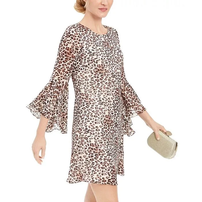 Women's Casual Dressy Dresses-INC International Concepts Women's Animal Print Shift Dress White Size 6