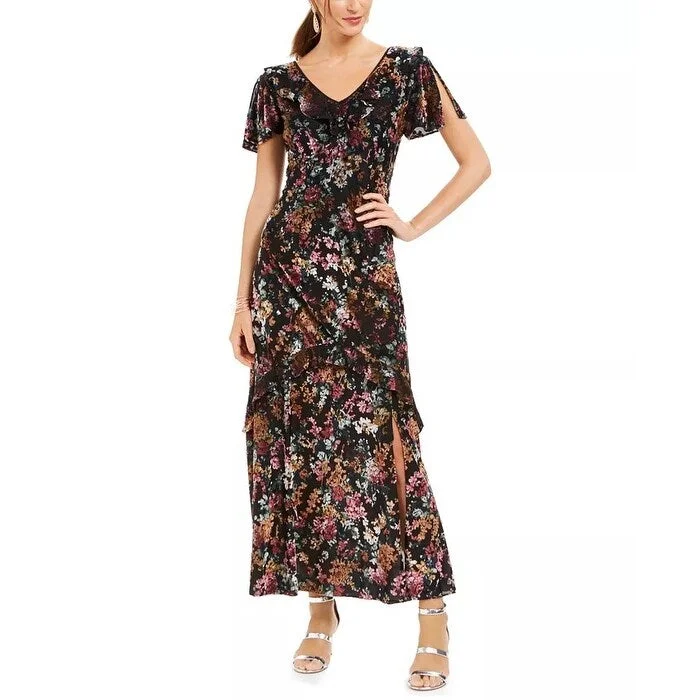 Women's Casual Travel Solid Color Dresses-INC International Concepts Women's Floral Print Dress Black Size 4