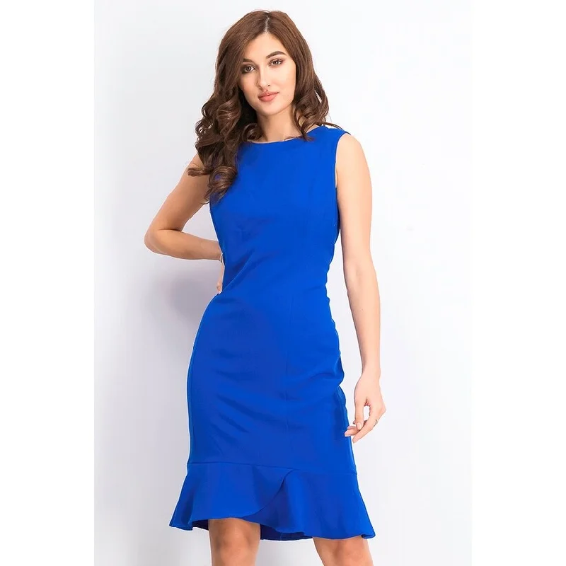 Women's Casual Weekend Dresses-Kasper Women's Scalloped-Hem Sleeveless Dress Dark Blue Size 6