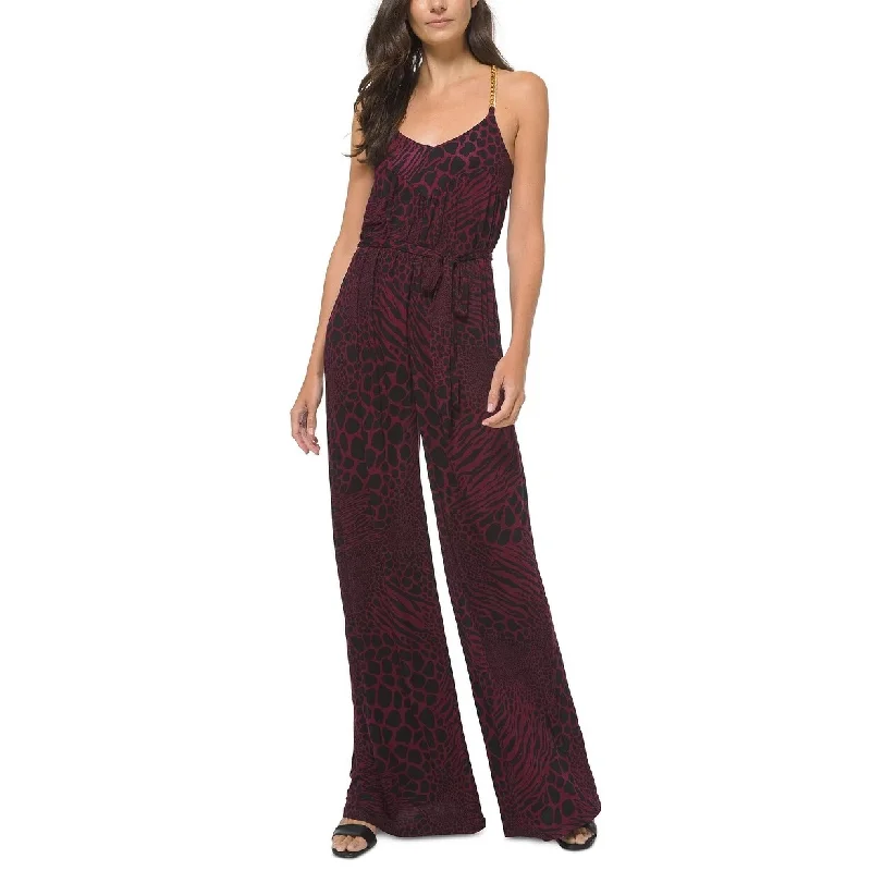 Women's Casual Home Dresses-Michael Michael Kors Women's Embellished Jumpsuit Red Size L - Large