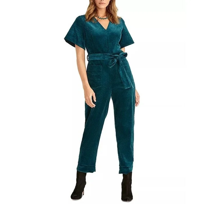 Women's Casual Vacation Print Dresses-Rachel Roy Women's Ribbed Velvet Jumpsuit Bright Blue Size 8