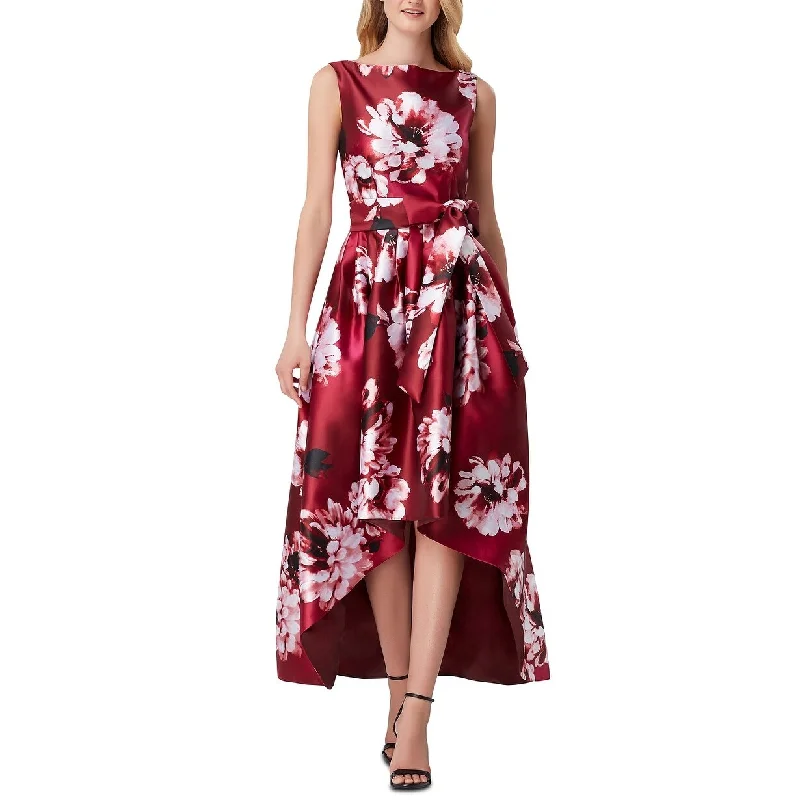 Women's Casual Midi Dresses-Tahari Asl Women's Mikado High-Low Dress Wine Size 2