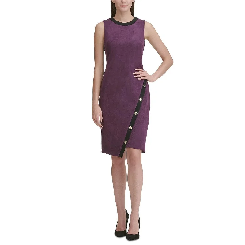 Women's Casual A-Line Dresses-Tommy Hilfiger Women's Asymmetrical Sheath Dress Purple Size 12