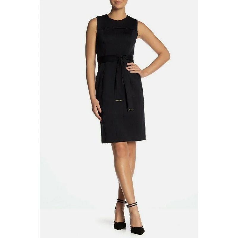 Women's Casual Bishop Sleeve Dresses-Tommy Hilfiger Women's Sequin-Tie Sheath Dress Black Size 4