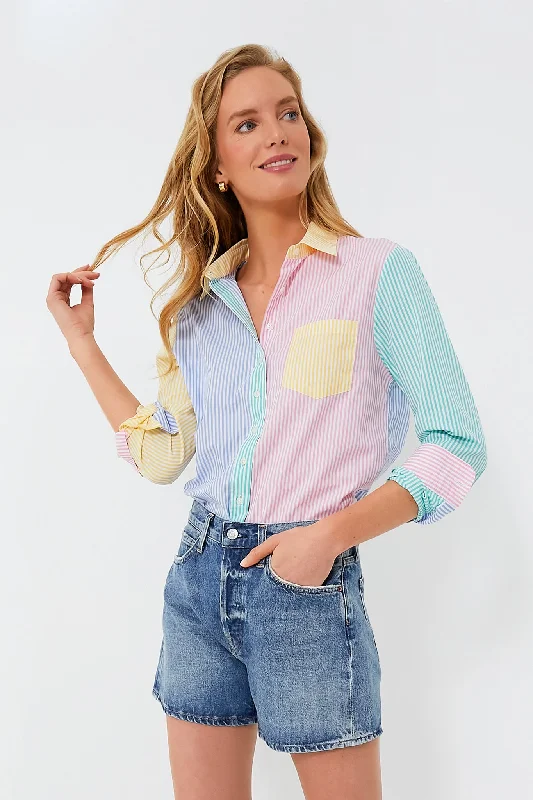 Bright Multi Stripe Boyfriend Shirt