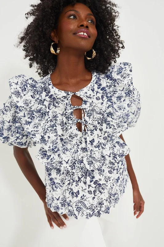 Navy Floral Ruffle Nadia Blouse