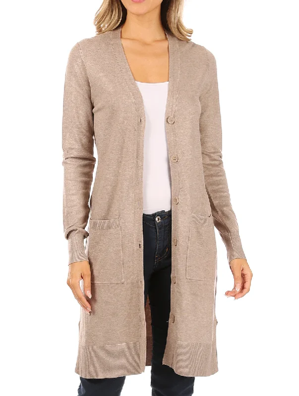 Women's Slit A-Line Cardigans-Sand Dollar Light Cardigan