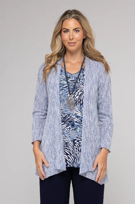 Women's Striped Cardigans-Sky Haven Poly/Rayon Knit Long Sleeve Cardigan