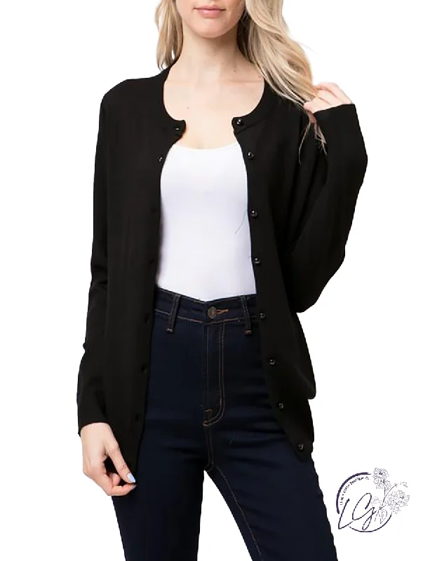 Women's Slim Fit Cardigans-Think on it Cardigan in Black