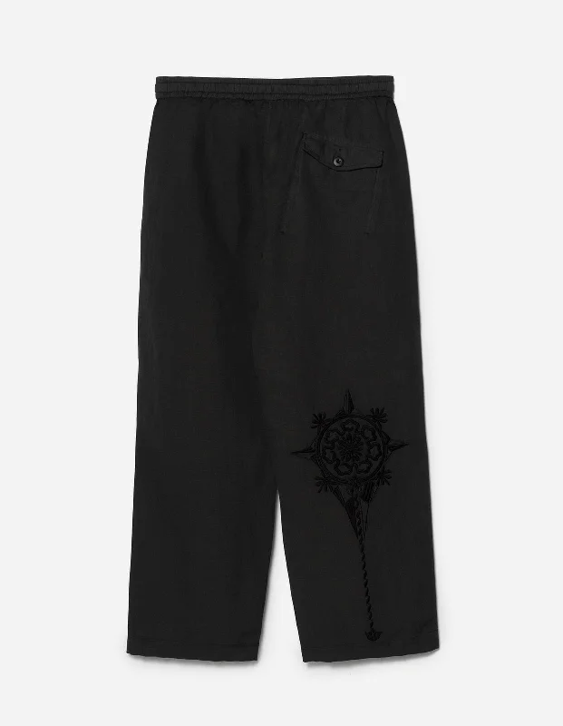 Women's High-Waist Pants-5240 Thar Desert Hemp Track Pants Black