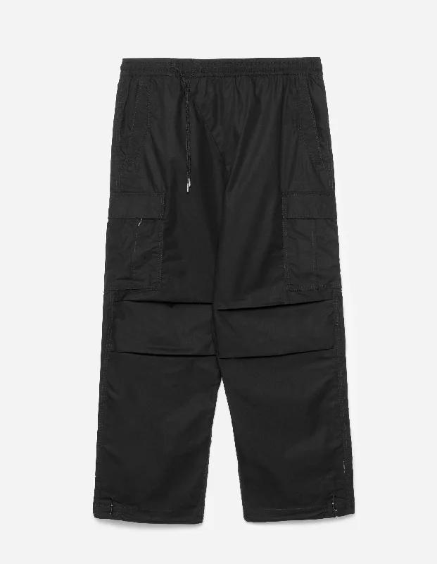 Women's Drawcord Pants-5307 Asym Cargo Track Pants Black