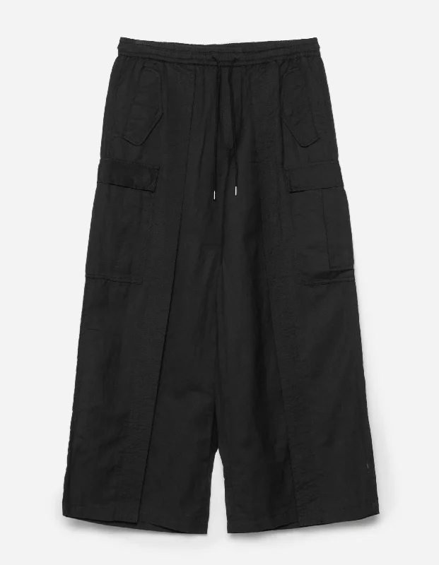 Women's Concert Pants-5329 Hakama Cargo Track Pants Black