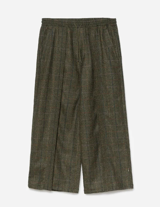 Women's Casual Pants-5334 Wool Hakama Track Pants Olive