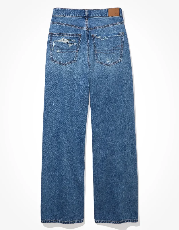 Women's Moto Pants-AE Super High-Waisted Baggy Wide-Leg Jean