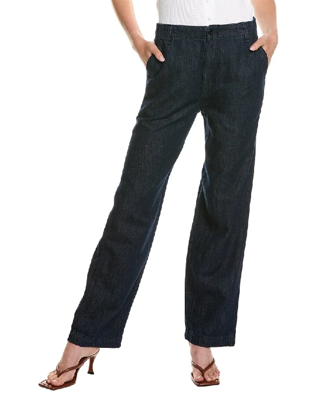 Women's Sequin Pants-ASKK NY Indigo Linen-Blend Chino Jean