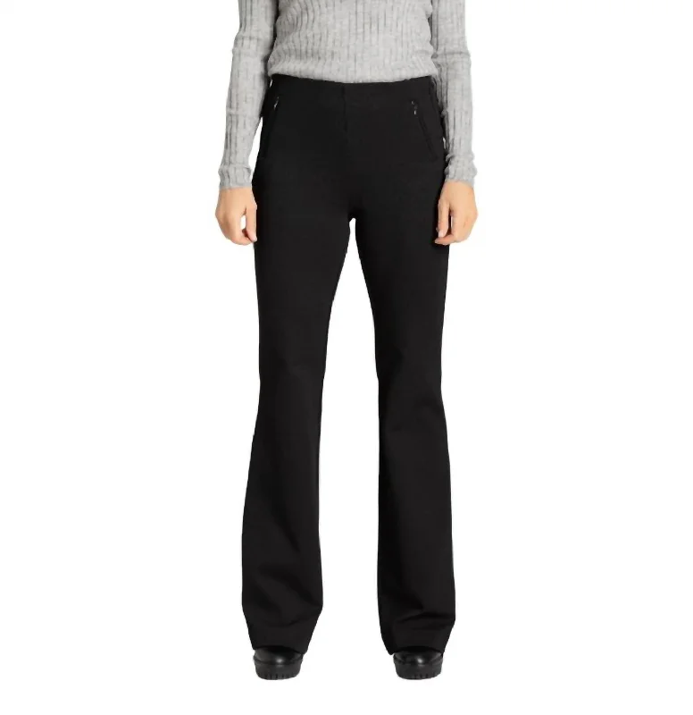 Women's Sailor Pants-Boot Zip Pants In Black