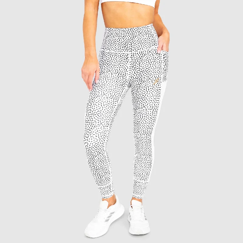 Women's Embroidered Pants-Breeze Mesh Leggings - White Speckle