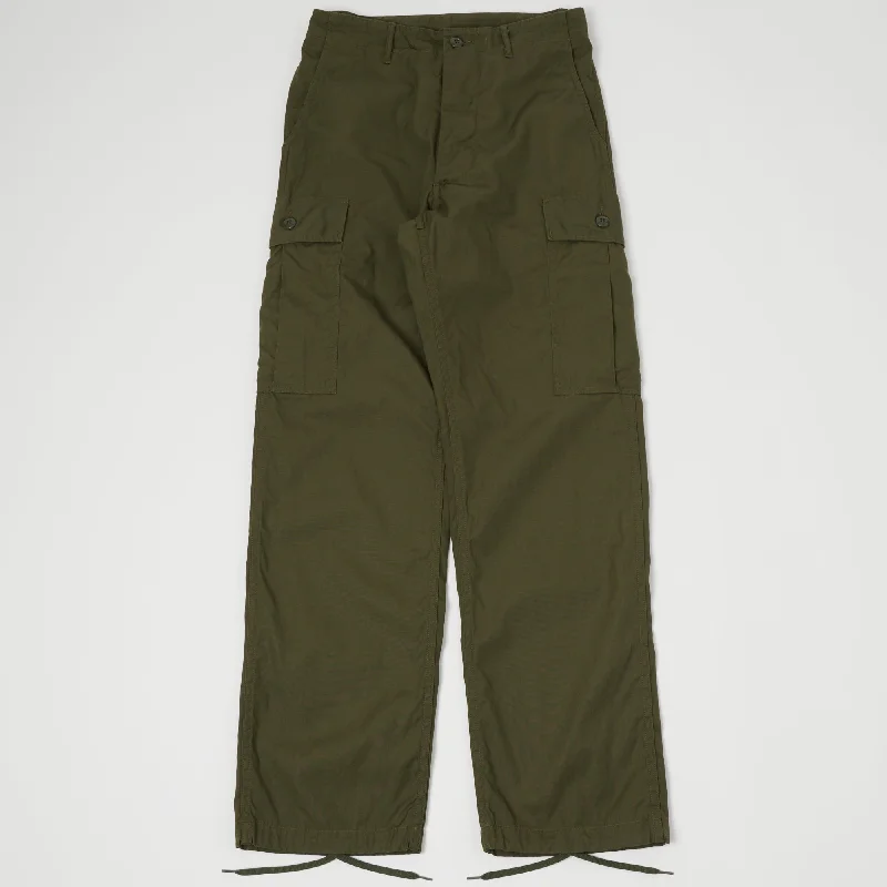 Women's Stone Wash Pants-Buzz Rickson's Wind Resistant Poplin Trouser - Olive