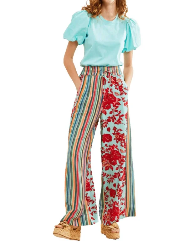 Women's Fleece Pants-Carly Pants In Winona Stripe Print