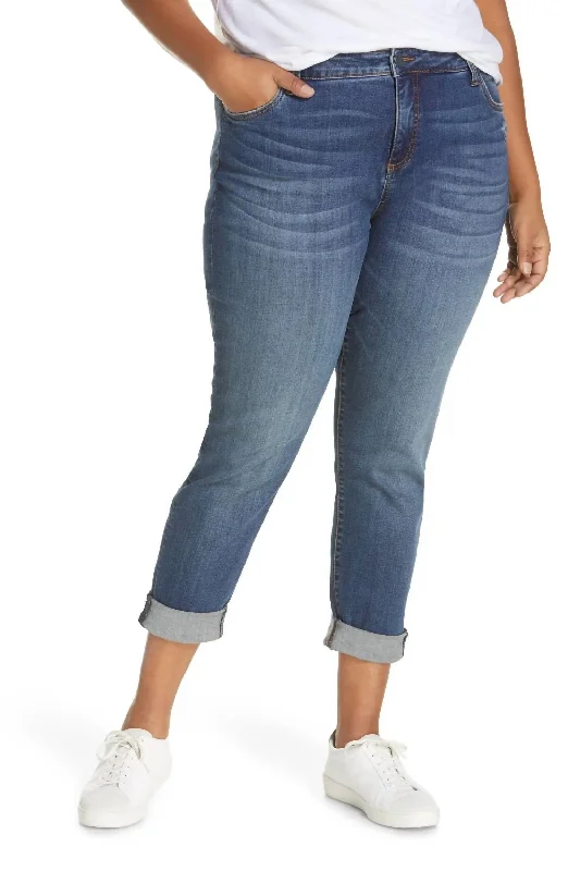 Women's Palazzo Pants-Catherine Cuffed Boyfriend Jeans In Wellbeing