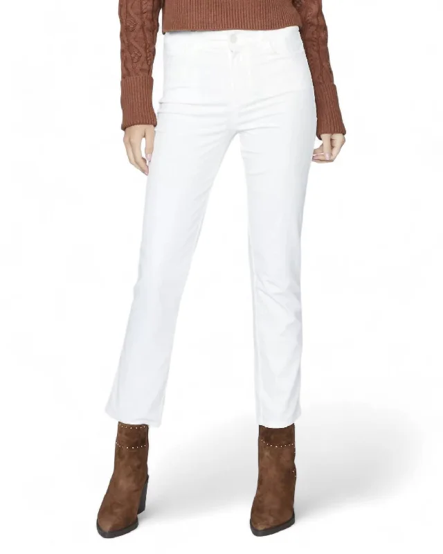 Women's Snap Button Pants-Cindy Corduroy Jean In Ecru