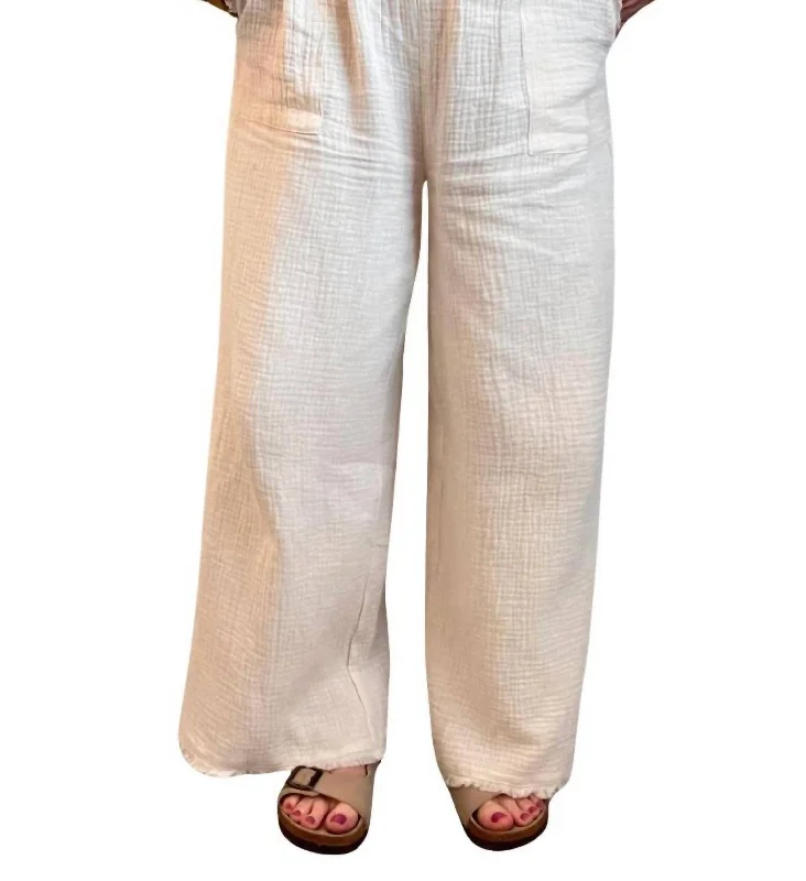 Women's Printed Pants-Coastal Gauze Pants In Milk