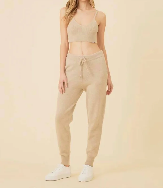 Women's Pinstripe Pants-Colorado Cashmere Pant In Oatmeal