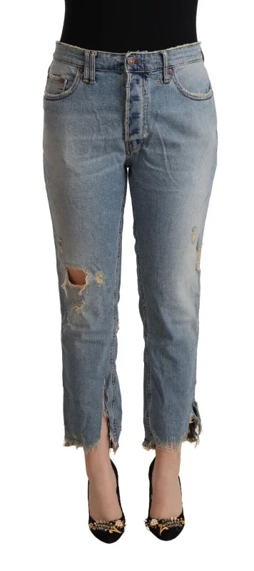 Women's Lace Pants-CYCLE  Distressed Mid Waist Cropped  Women's Jeans