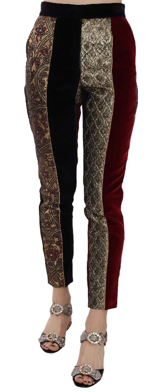 Women's Lace Pants-Dolce & Gabbana Elegant  Jacquard Cropped Women's Pants