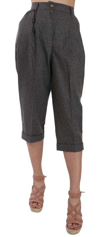 Women's Mid Rise Pants-Dolce & Gabbana Elegant  Wool-Cashmere Pleated Women's Trousers