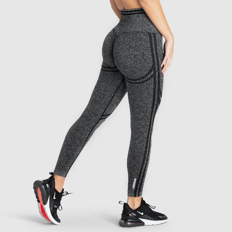 Women's Casual Leggings-DYE Scrunch Seamless Leggings - Black Marl