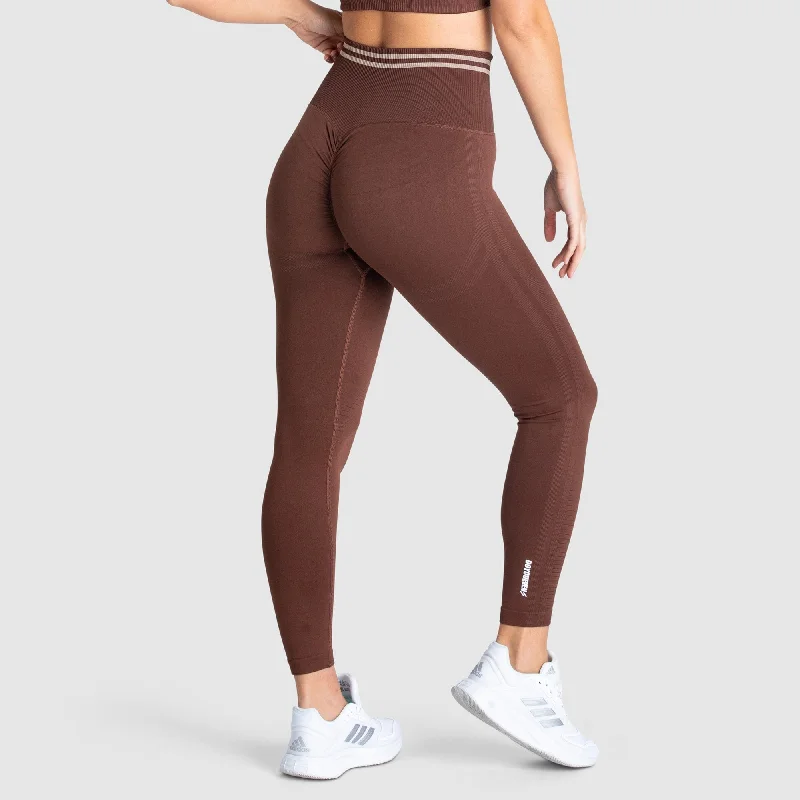 Women's Culotte Pants-DYE Scrunch Seamless Leggings - Chocolate Brown