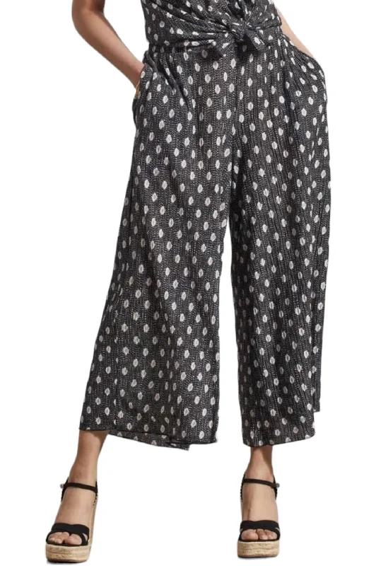 Women's Bohemian Pants-Flowing Pants In Black/white